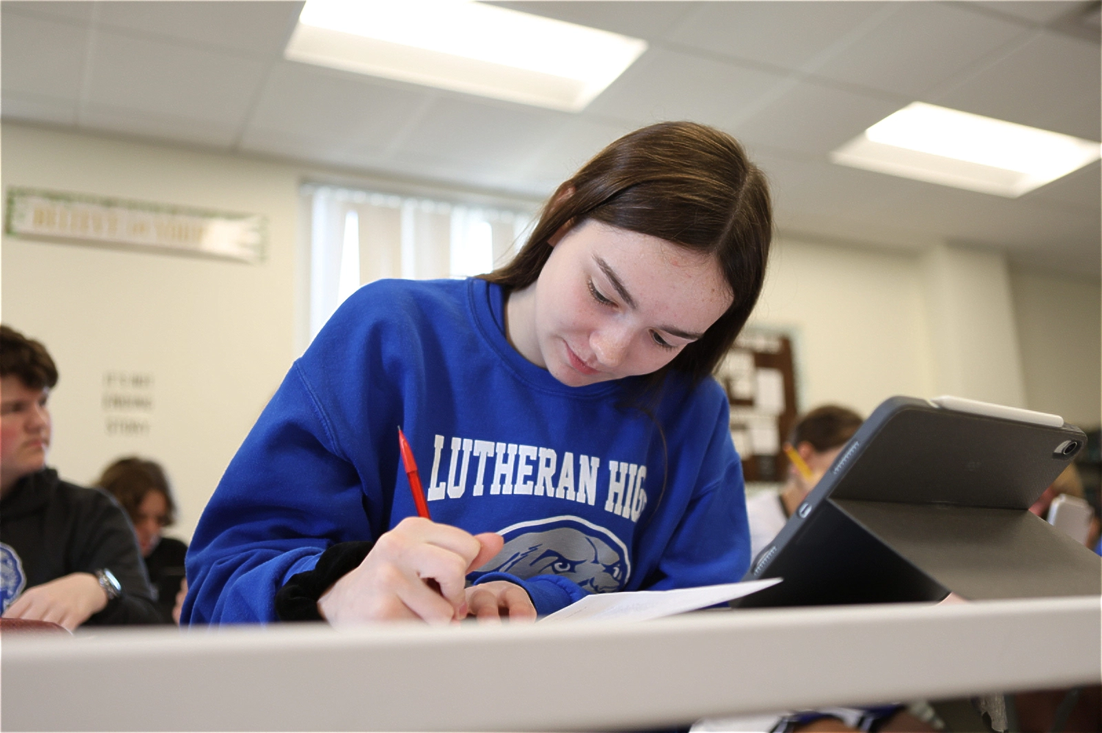 Student working hard