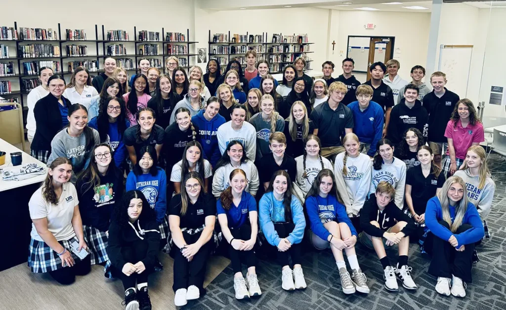 LHS student council group shot in the library.