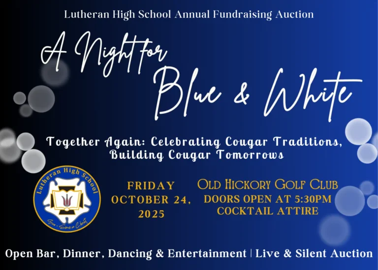 Flyer for A Night for Blue & White, LHS' annual fundraising auction.